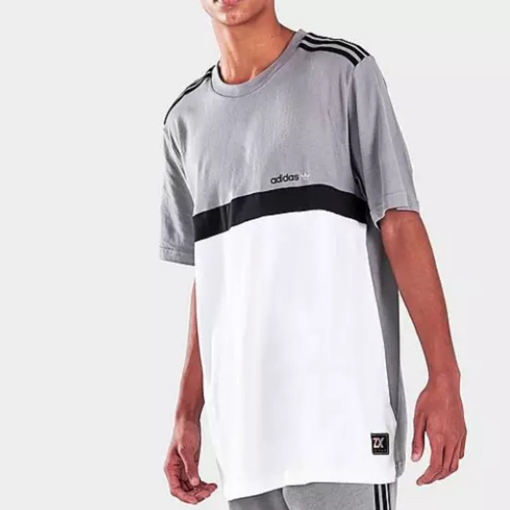 Adidas Men’s Originals Tee Trefoil Short Sleeve Grey Colorblock LARGE